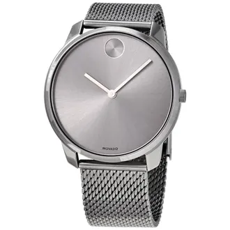 Movado Bold Grey Dial Stainless Steel Mesh Mens Watch 3600599