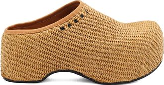 Marni woven clogs - women - Raffia/Rubber/Calf Leather - 41 - Neutrals