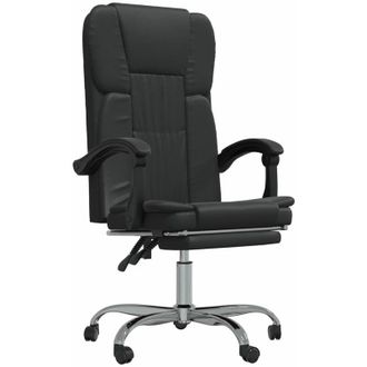 vidaXL Silla De Oficina Reclinable Cuero Sint&eacute;tico Negro Vidaxl