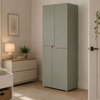 Dmora Armario Grande Lidasime, Ropero Dormitorio 5 Estantes, Colgador, Puertas Batientes, 42x184h Cm Verde