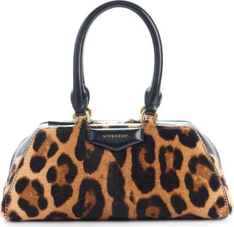 Givenchy Mini Antigona Genuine Calf Hair East/West Satchel in Black/Beige at Nordstrom