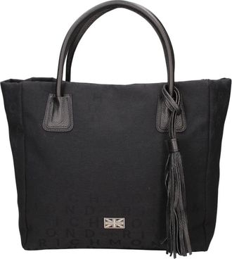 John Richmond Gestructureerde Leren Tote - Dames - Tassen - Zwart - Maat: ONE Size Katoen