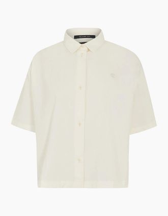 Timberland Womens Collared Neck Short Sleeve Relaxed Fit Shirt - White - Size: 12