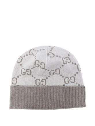 Gucci GG-pattern beanie hat - women - Cashmere - M - Grey