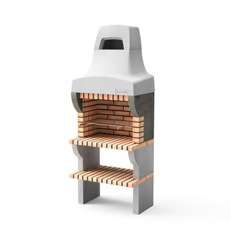 Movelar Barbacoa De Obra Prefabricada De Le&ntilde;a Y Carb&oacute;n Modelo Bailen Plus (gris, Naranja - 86,5 X 58 X 220 Cm) Ref: M00519 - Cocina De Exterior Con Chimenea P