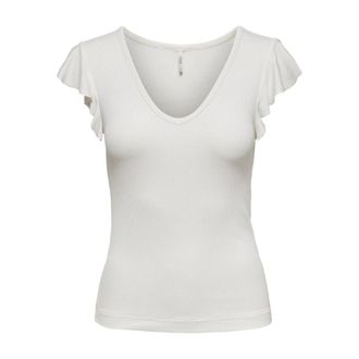 Only T-Shirts, female, White, Size: XS V-Neck Short Sleeve T-Shirt