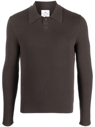 Courrèges logo-patch ribbed polo shirt - Brown