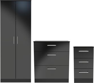 Welcome Furniture Denver Ready Assembled 3 Piece Bedroom Furniture Set - Black - Welcome Furniture | TJ Hughes