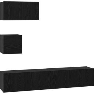 vidaXL Vidaxl - Conjunto De Mueble De Tv 4 Pcs Roble Negro 80 X 30 X 30 Cm