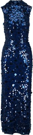 Carolina Herrera Abito smanicato con paillettes - Blu