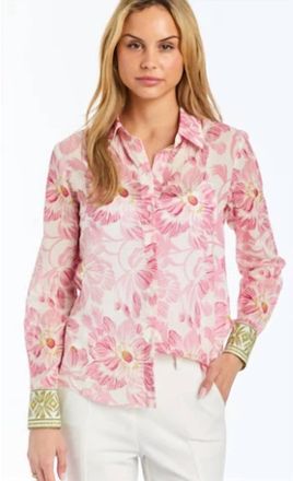 Drew Natalee Blouse In Pink Lotus Print