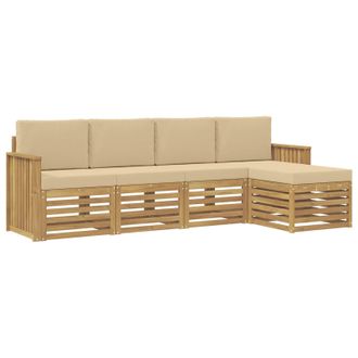 vidaXL Conjunto De Sof&aacute;s De Exterior 5 Uds. Y Beige Poli&eacute;ster Vidaxl