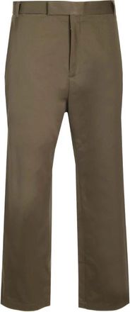 Thom Browne Relaxed Geplooide Broek - Heren - Straight fit broeken - Groen - XL - Katoen - Broeken