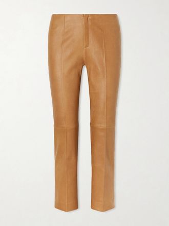 Stouls Pantaloni Slim-fit In Pelle Georgette - Marrone