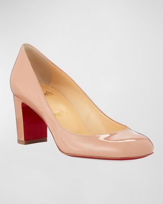 Christian Louboutin 70mm Cadrilla Patent Block-Heel Pumps