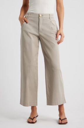 Wit & Wisdom Wyatt Skyrise Crop Wide Leg Twill Pants in Flax at Nordstrom, Size 18P