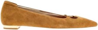 Carolina Herrera Flat Schoenen Insignia Grid - Dames - Ballerinas - Bruin - 37 EU - Su&egrave;de - Schoenen