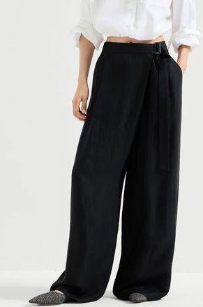 Brunello Cucinelli Sartorial wrap trousers in Black at Nordstrom, Size 46 It