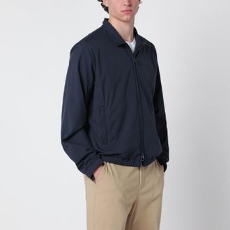 Loro Piana Bomber con zip blu navy in microfibra