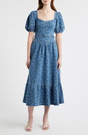 ZOE AND CLAIRE Jacquard Denim Belted Midi Dress at Nordstrom Rack, Size X-Large