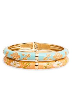 Natasha 2-Pack Enamel Hinge Bracelets in Orange/Turquoise at Nordstrom Rack
