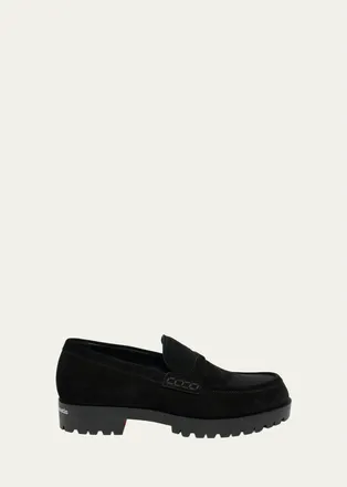 Christian Louboutin Mens Cavavin Leather Lug-Sole Penny Loafers
