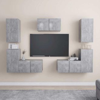vidaXL Juego De Muebles De Sal&oacute;n 7 Piezas Gris Hormig&oacute;n Vidaxl