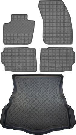 OEM Ford Mondeo V Liftback Hatchback (5 Puertas) Desde Enero De 2015 - Juego - Alfombrillas De Goma Para Coche + Alfombrilla Para Maletero