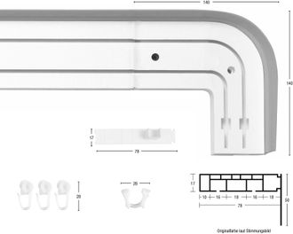 Garesa Schienensystem »Kunststoffschiene mit Blende« 2 läufig-läufig Wunschmasslänge seitlich mit 2 Rundbögen (kein Spalt zwischen Vorhang und Wand!)