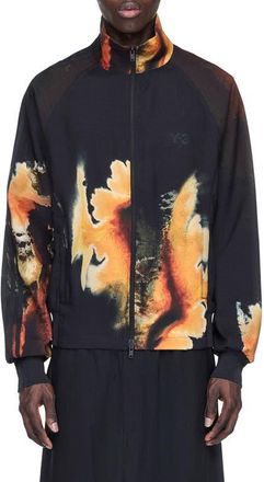 Yohji Yamamoto Allover Print 3-Stripes Track Jacket in Black/Multicolor at Nordstrom, Size Medium