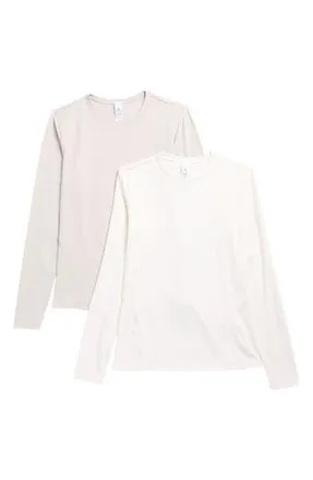 Yogalicious Zenly Zena Assorted 2-Pack T-Shirts in Shadow Rock/White Dove at Nordstrom Rack, Size X-Small