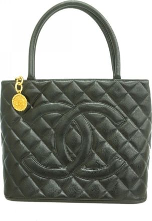 Chanel Black Grained Calfskin Tote Bag (Pre-Owned)