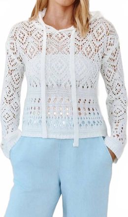 Bella Dahl Crochet Drawstring Hoodie In White
