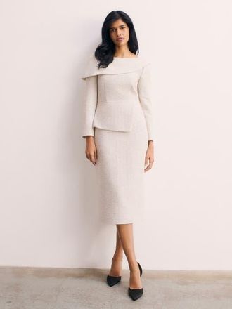 The Fold Palmerston Tweed Dress in Ivory at Nordstrom, Size 10