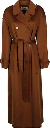 Elisabetta Franchi Belted Double-Breasted Wool Long Coat