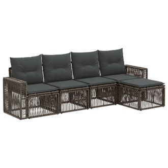 vidaXL Conjunto De Sof&aacute;s De Jard&iacute;n 5 Pcs Gris Y Gris Oscuro Vidaxl