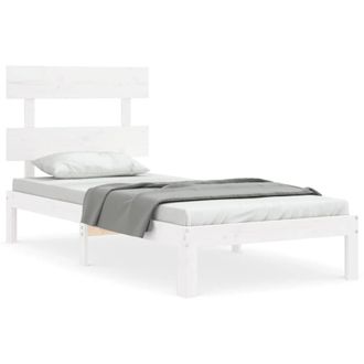 Berkfield Home Bed Frame with Headboard White 90x200 cm Solid Wood