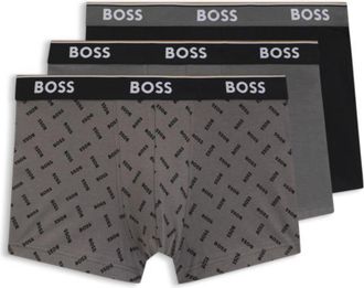 BOSS Three-pack of logo-detail trunks in stretch cotton