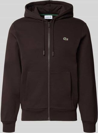 Lacoste Regular Fit Sweatjacke aus Baumwoll-Mix in Dunkelbraun, Gr&ouml;&szlig;e XXXL