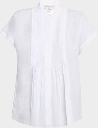 Lafayette 148 New York Ruched Pintuck Linen Blouse