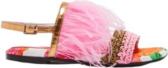 La DoubleJ Fireworks Feather Sandalen - Dames - Sandalen - Roze - 41 EU - Schoenen