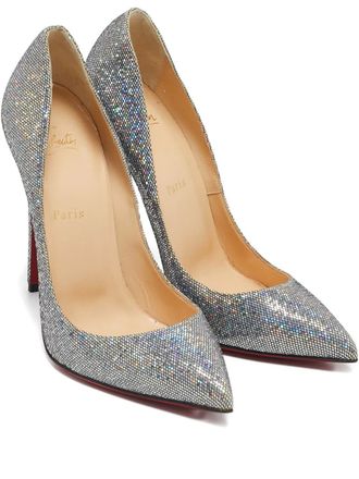 Christian Louboutin 120mm Glitter Pigalle Follies pointed-toe pumps - Silver