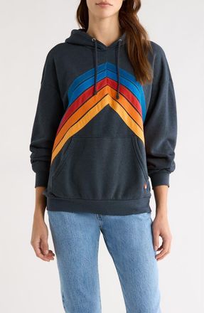 Aviator Nation Mountain Stitch Chevron Hoodie in Charcoal at Nordstrom, Size X-Small
