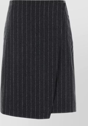 Loulou Studio wool blend mason skirt wrap pinstripe