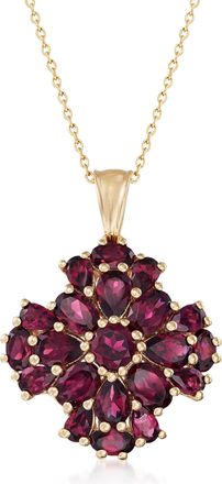 Ross-Simons Rhodolite Garnet Cluster Pendant Necklace in 18kt Gold Over Sterling