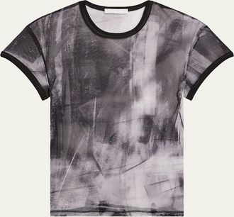 Helmut Lang Printed Slim Mesh Tee