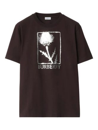 Burberry Thistle metallic-logo T-shirt - men - Cotton - M - Brown