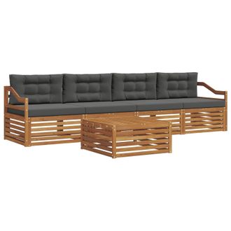vidaXL Conjunto De Sof&aacute;s De Exterior 5 Pcs Natural Y Antracita Vidaxl