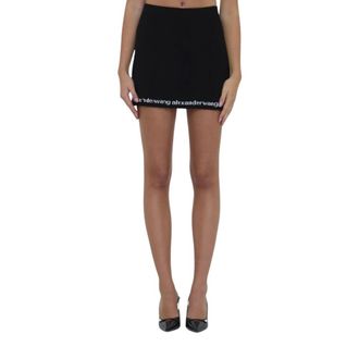 Alexander Wang Rokken, Dames, Zwart, M, Nylon, Ribgebreide Mini Rok