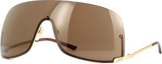 Gucci GG1560S001 Shield Semi Rim Sunglasses - Gold